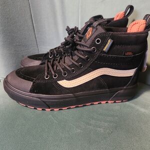 Vans Black and Pink High-Top Sneakers